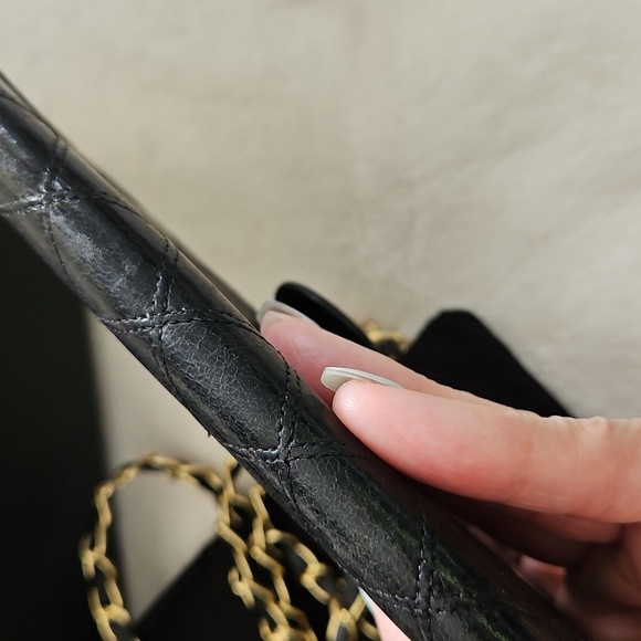 Authentic CHANEL Black Quilted crossbody with Gold Accents - Picture 14 of 16